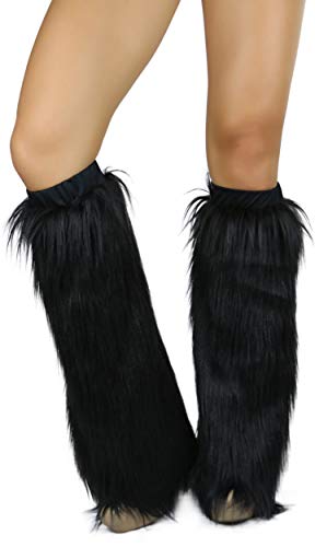 ToBeInStyle Women s Faux Vibrant Fur Retro Daring 60' Inspired Ravewear Knee High Leg Warmers