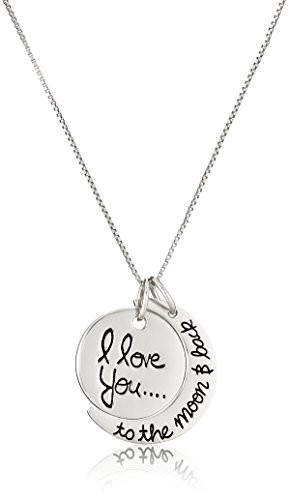 Amazon Collection Sterling Silver "I Love You To The Moon and Back" Pendant Necklace, 18"
