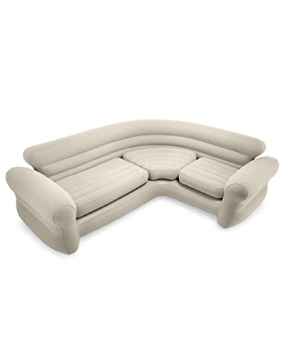 INTEX 68575EP Inflatable Corner Sofa: L-Shaped Indoor Use 2-in-1 Valve 880lb Weight Capacity 101 x 80 x 30