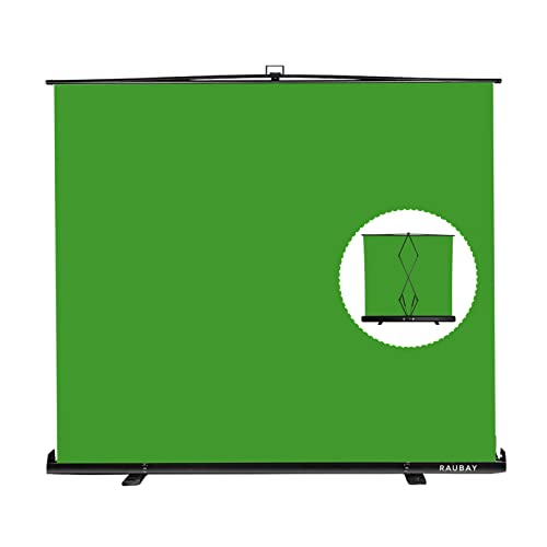 Wider Style RAUBAY 78.7in x 74.8in Large Collapsible Green Screen Backdrop Portable Retractable Chroma Key Panel Photo Background with Stand for Video Conference, Photographic Studio, Streaming