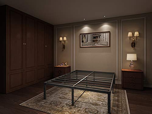 AROMUSTIME 16 Inch Reinfore Metal Platform Bed Frame / 3,500 lbs Heavy Duty Steel Slat Easy Assembly Mattress Foundation/Noise Free/Box Spring Replacement, King