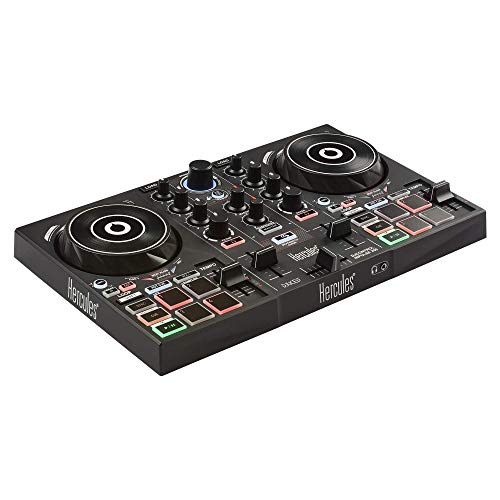 Hercules DJControl Inpulse 200 DJ controller with USB, ideal for beginners learning to mix - 2 tracks with 8 pads and sound card - Software and tutorials included