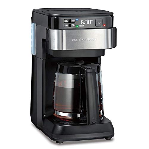 Hamilton Beach Works with Alexa Smart Coffee Maker, Programmable, 12 Cup Capacity, Black and Stainless Steel (49350) A Certified for Humans Device