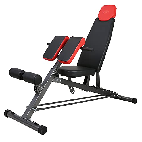 Finer Form Multi-Functional FID Weight Bench for Full All-in-One Body Workout Hyper Back Extension, Roman Chair, Adjustable Sit up Bench, Incline, Flat & Decline Bench. Perfect with adjustable dum...