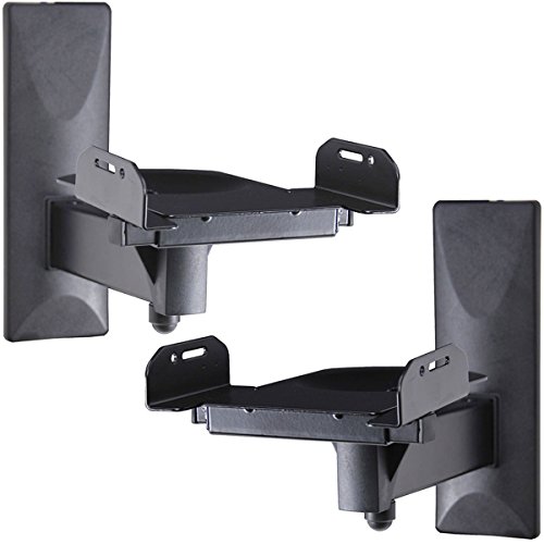 VideoSecu One Pair of Side Clamping Bookshelf Speaker Mounting Bracket with Swivel and Tilt for Large Surrounding Sound Speakers MS56B 3LH