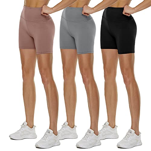 QGGQDD 3 Pack High Waisted Biker Shorts for Women 5" Buttery Soft Black Workout Yoga Athletic Shorts