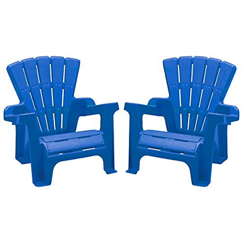 American Plastic Toys Kidsâ ™ Adirondack (Pack of 2), Outdoor, Indoor, Beach, Backyard, Lawn, Stackable Lightweight, Portable, Wide Armrests, Comfortable Lounge Chairs for Children, Blue (2pk)