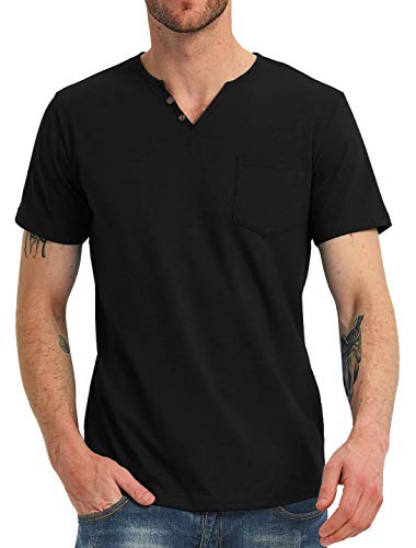 NITAGUT Men's Casual Slim Fit Long/Short Sleeve Pocket T-Shirts V Neck Tops