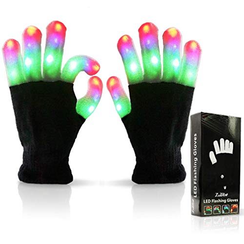 Luwint Light Up Gloves, Fun Toys for Boy 10-12 10+ Year Old, LED Finger Lighting Glow Teens Adult Rave Costume, Cool Kids Gift for Boys Girls Bithday Party Show, 6 Glowing Mode Battery Replaceable