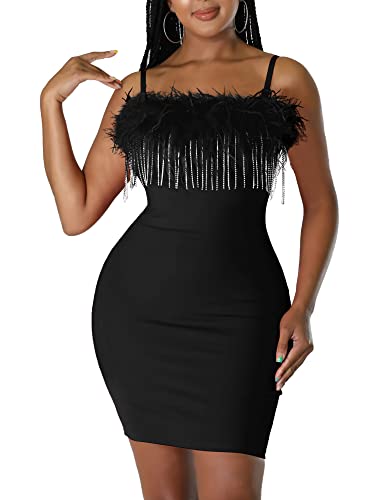 jascaela Women's Sexy Sleeveless Bodycon Mini Dress Shiny Reflective Spaghetti Strap Party Nightout Dress