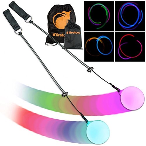 Firetoys Slow Fade Multi-Coloured LED Glow Poi & Firetoys & Bag, Perfect Starter Set!
