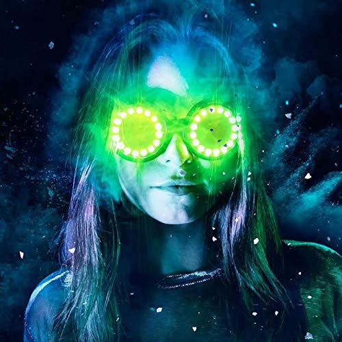 GloFX Led Pixel Pro Goggles | 350 Epic Modes | Programmable Rechargeable Light Up Edm Music Festival Rave Party Sunglasses