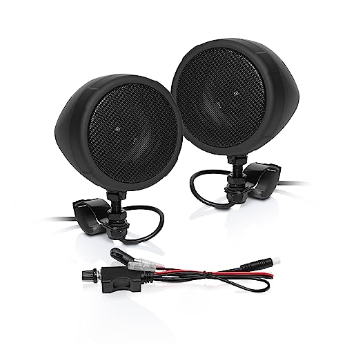 BOSS Audio Systems MCBK425BA 3 Inch Motorcycle Speakers Built-in Bluetooth Amplifier, Weatherproof, Volume Control, ATV UTV Compatible