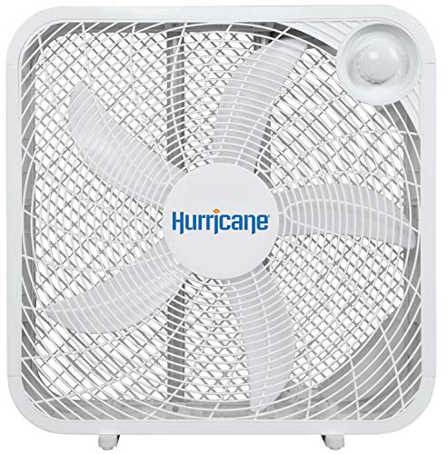 Hurricane Box Fan - 20 Inch, Classic Series, Floor Fan with 3 Energy Efficient Speed Settings, Compact Design, Lightweight - ETL Listed, White