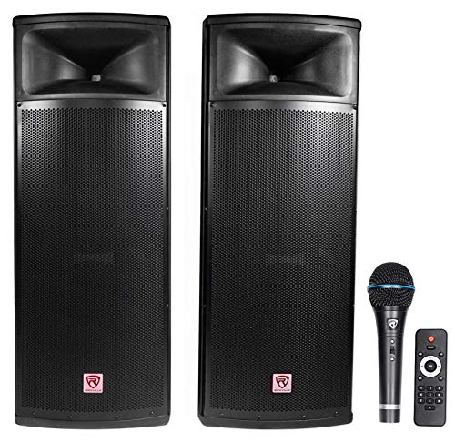 Rockville Pair Dual 15" 2000w Powered DJ Speaker System w/Bluetooth+Mic, (RPG225K)