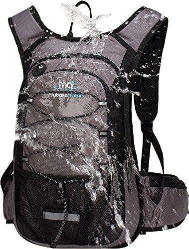 Insulated Hydration Backpack Pack with 2L BPA Free Bladder - Keeps Liquid Cool up to 4 Hours for Running, Hiking, Cycling, Camping (Grey)