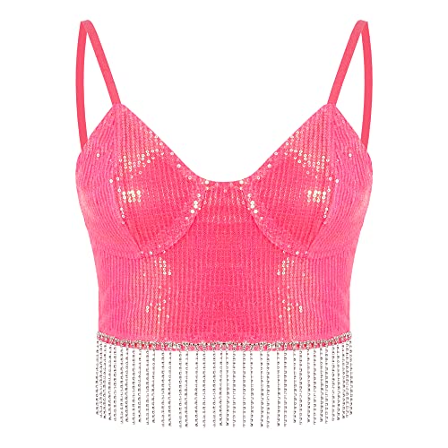 Giovacker Women's Reflective Crop Tops Festival Rave Outfits Girls Club Tank Vest