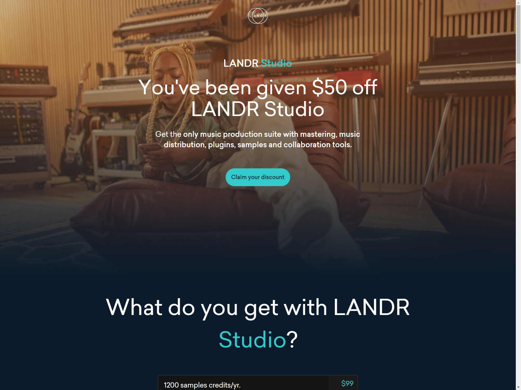 You ve been given $50 off LANDR Studio