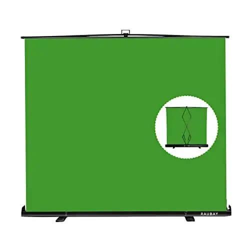 Wider Style RAUBAY 78.7in x 74.8in Large Collapsible Green Screen Backdrop Portable Retractable Chroma Key Panel Photo Background with Stand for Video Conference, Photographic Studio, Streaming